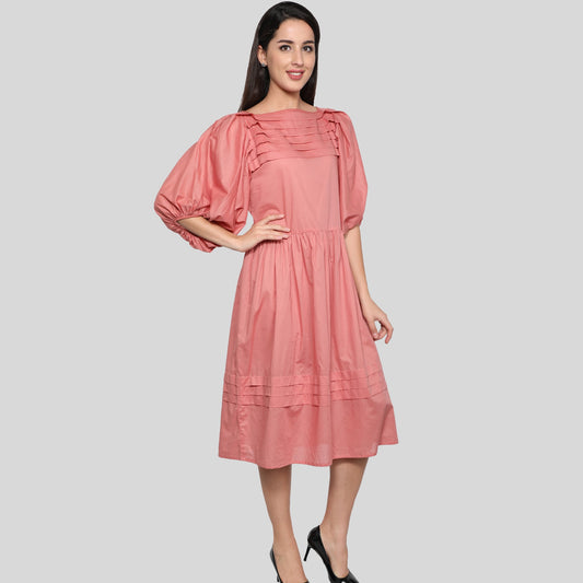 Olga Dress Pleated Peach